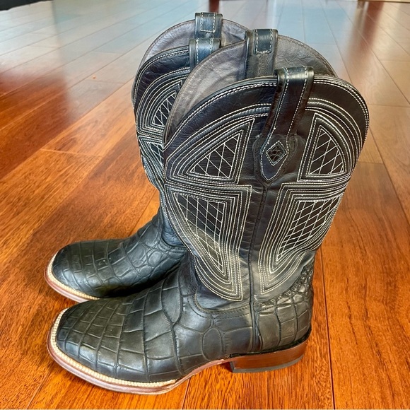 Stetson BLACK FALLS ALLIGATOR COWBOY BOOT size 9 1/2 EE - Picture 2 of 16